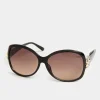 Yours Yours Black Oversized Floral Detail Sunglasses