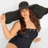 Yours Yours Black Oversized Brim Straw Hat