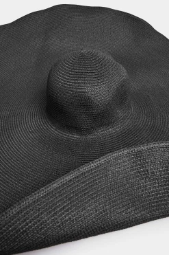 Yours Yours Black Oversized Brim Straw Hat