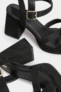 Yours Yours Black Platform Sandal Heels In Wide E Fit & Extra Wide Eee Fit
