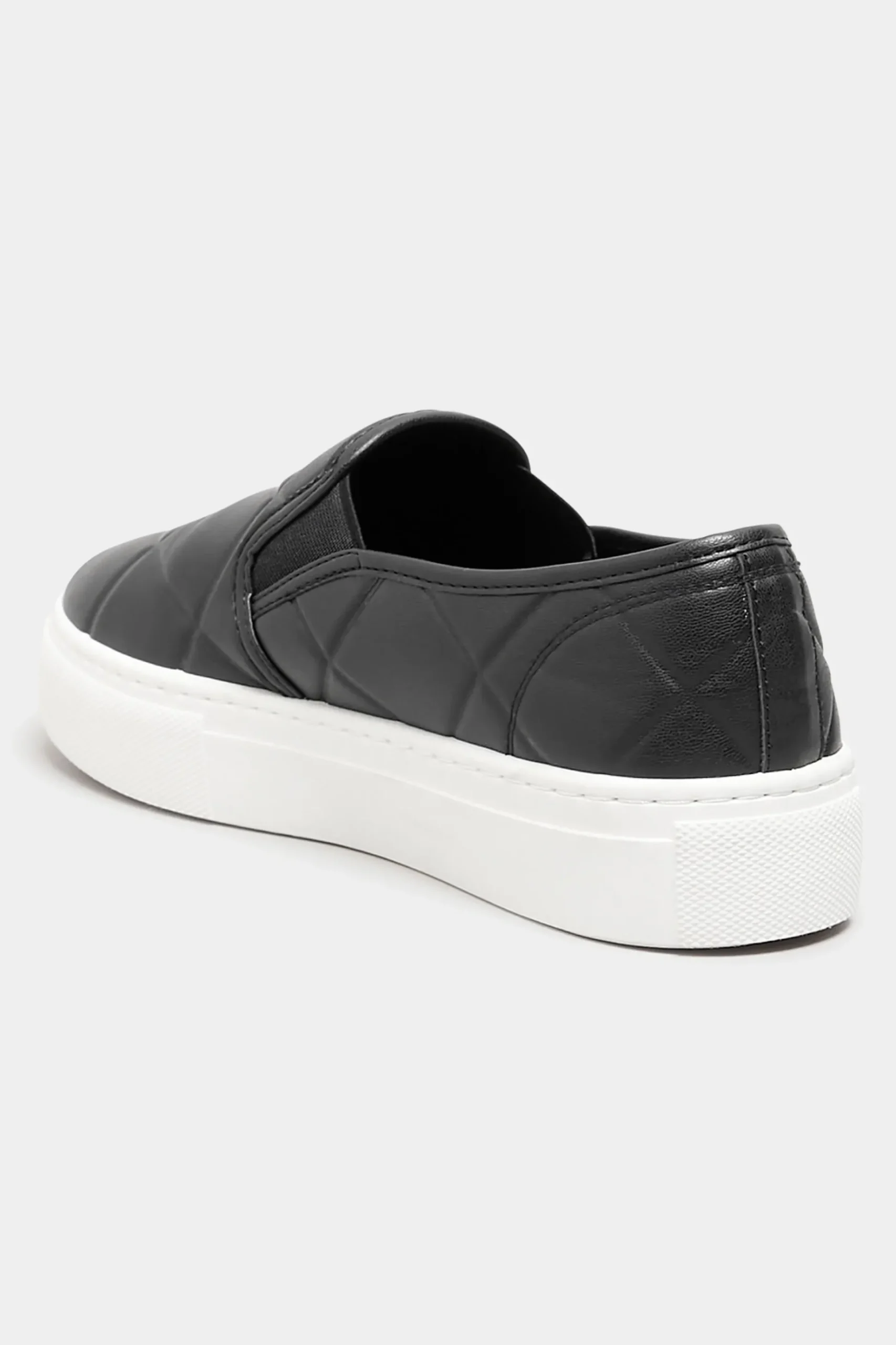 Yours Yours Black Quilted Slip-On Trainers In Extra Wide Eee Fit