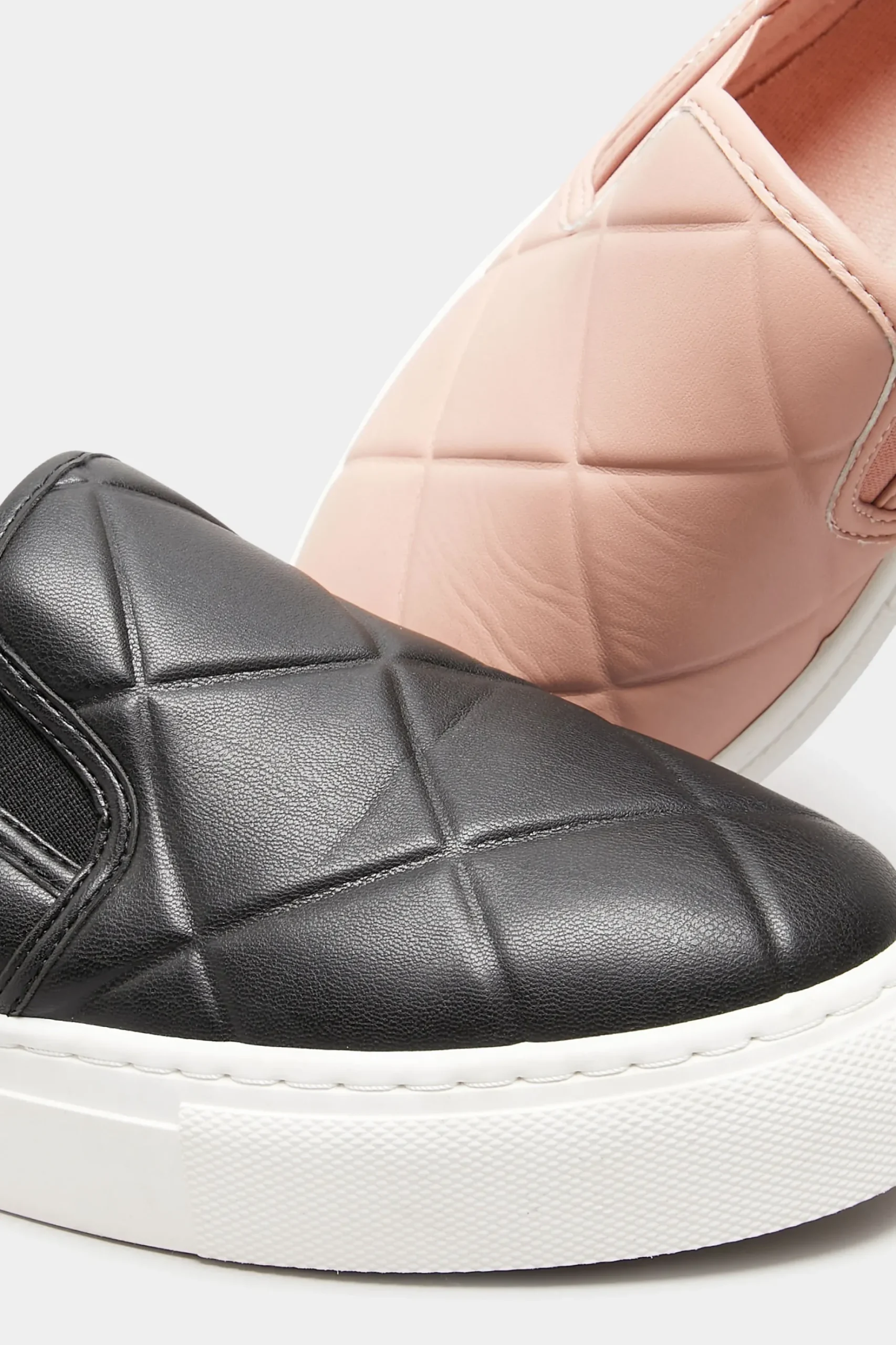 Yours Yours Black Quilted Slip-On Trainers In Extra Wide Eee Fit