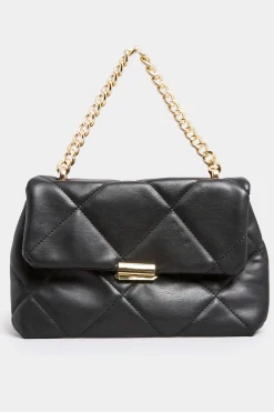 Yours Yours Black Quilted Chain Handle Bag