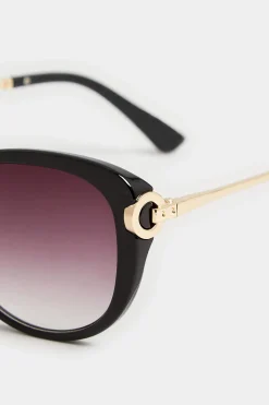 Yours Yours Black Soft Cat Eye Circle Arm Sunglasses