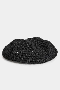 Yours Yours Black Straw Beret