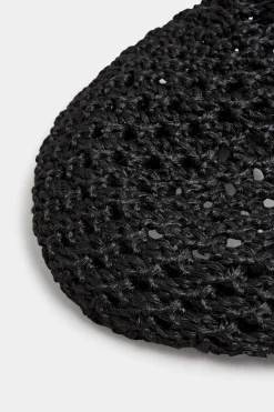 Yours Yours Black Straw Beret