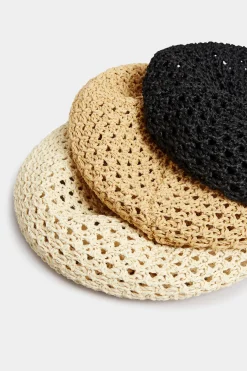 Yours Yours Black Straw Beret