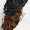 Yours Yours Black Straw Cut Out Cowboy Hat