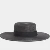 Yours Yours Black Straw Wide Brim Boater Hat