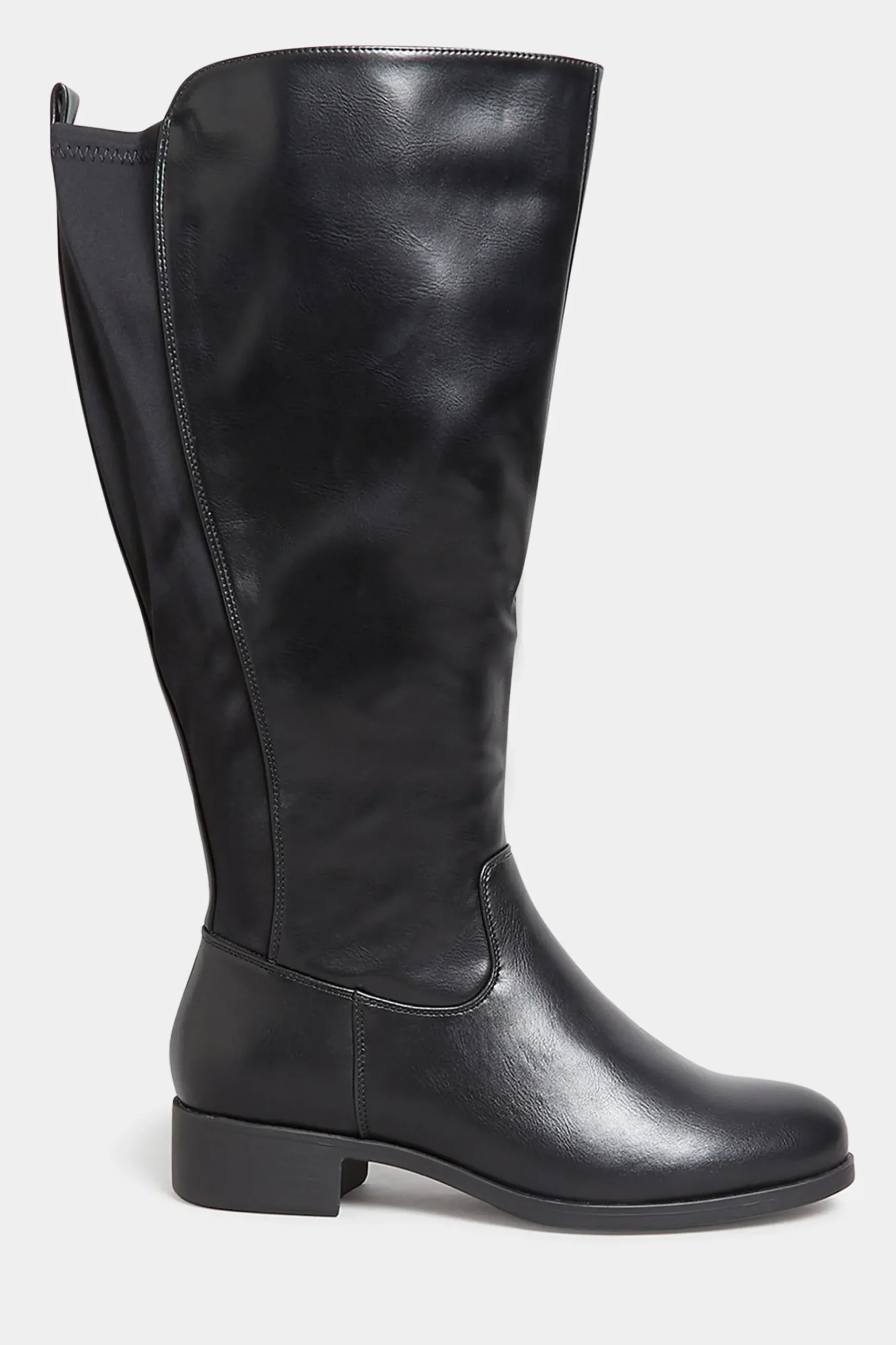 Yours Yours Black Stretch Knee High Boots In Wide E Fit & Extra Wide Eee Fit