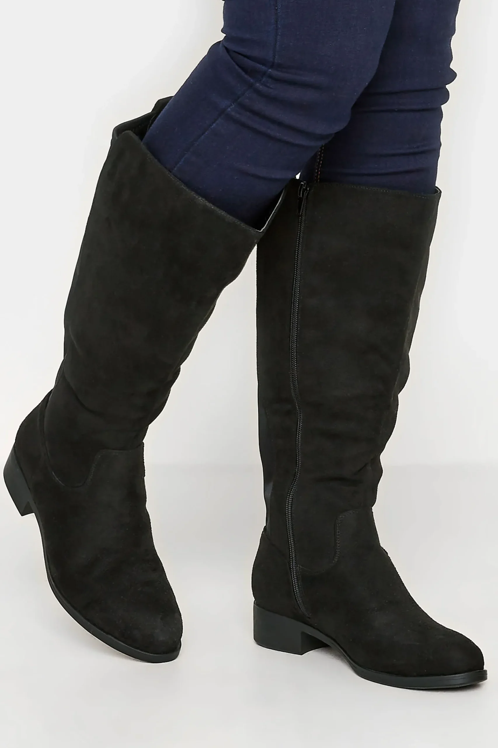 Yours Yours Black Stretch Knee High Boots In Wide E Fit & Extra Wide Eee Fit