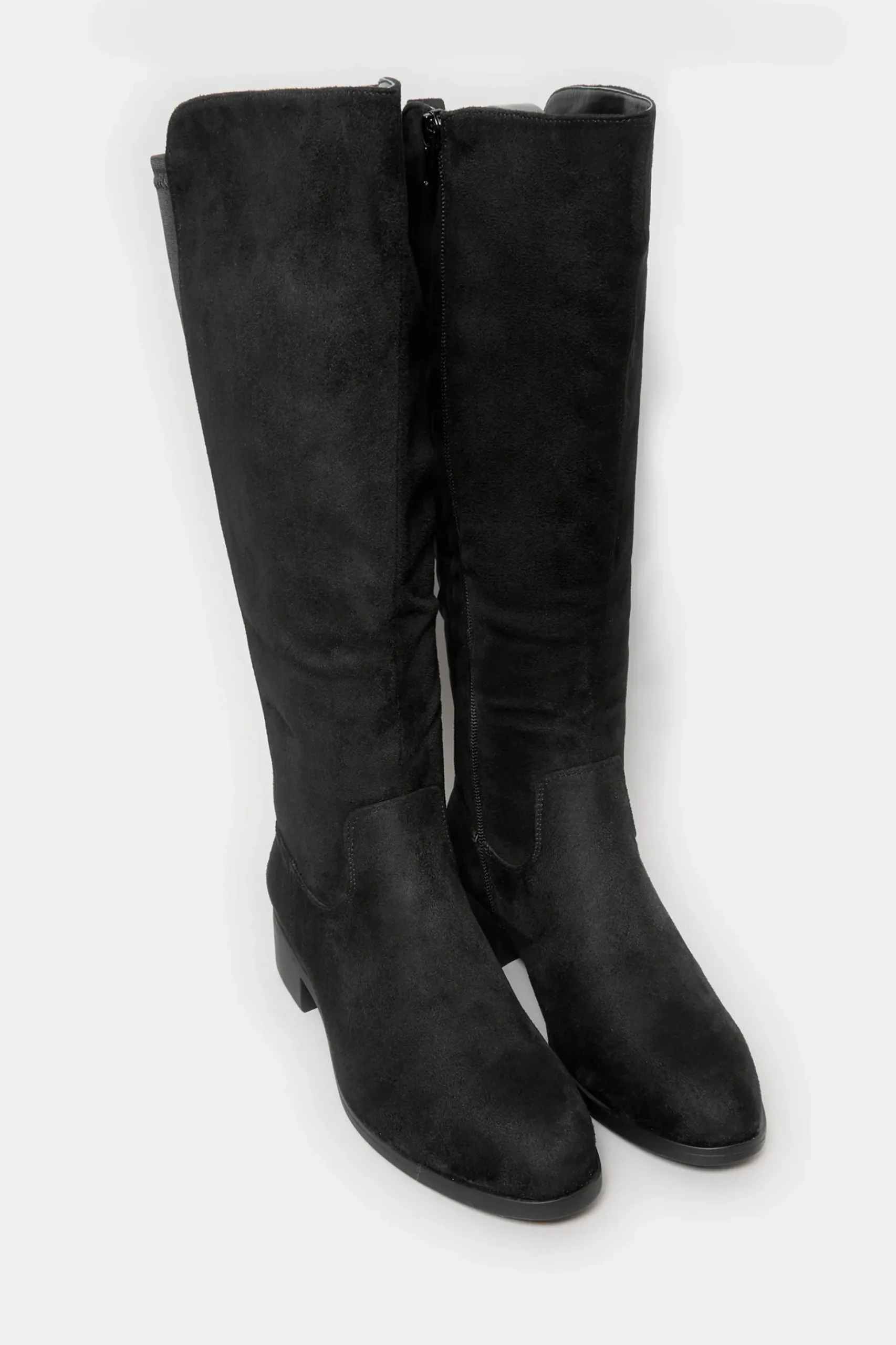 Yours Yours Black Stretch Knee High Boots In Wide E Fit & Extra Wide Eee Fit