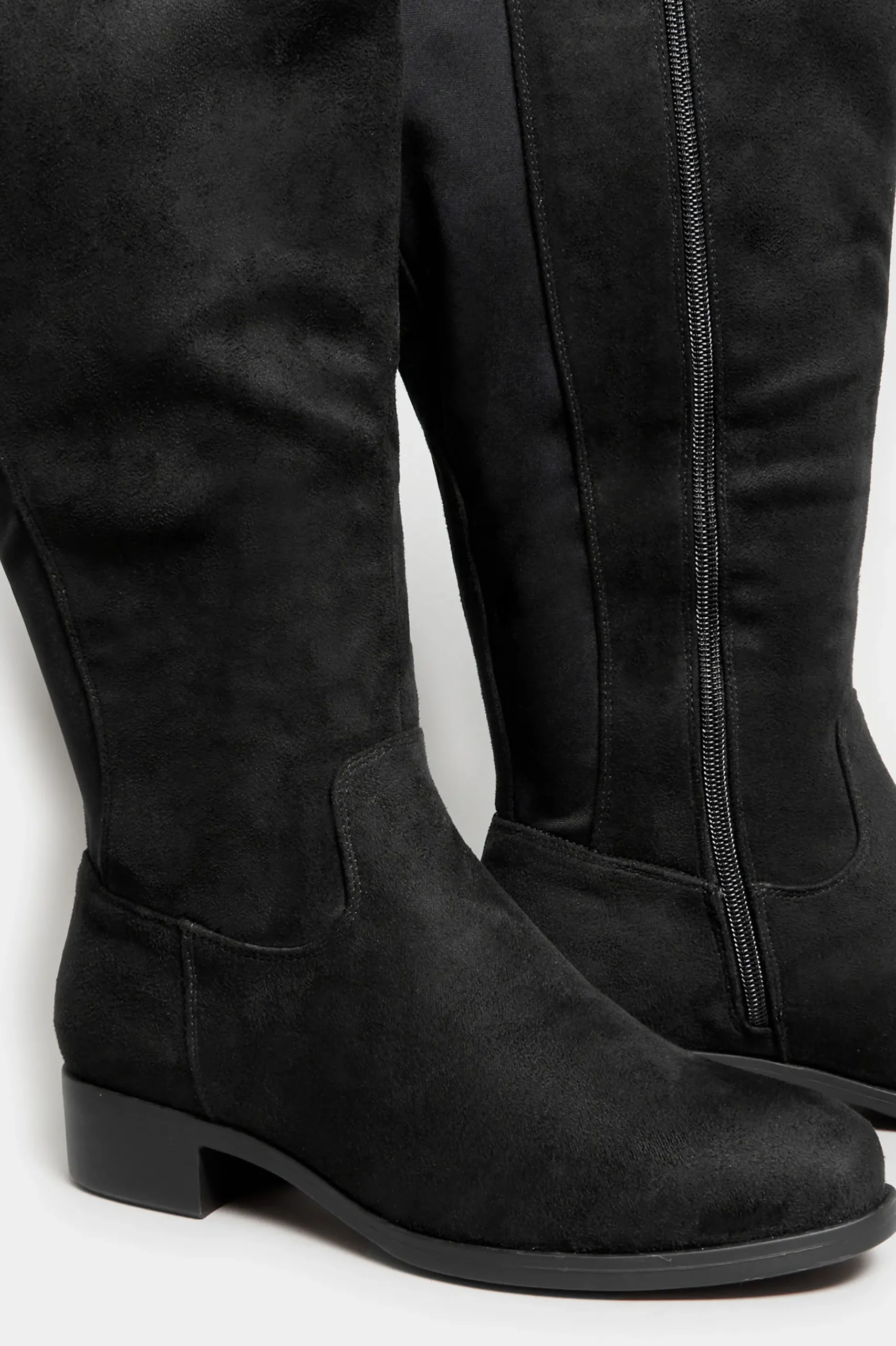 Yours Yours Black Stretch Knee High Boots In Wide E Fit & Extra Wide Eee Fit