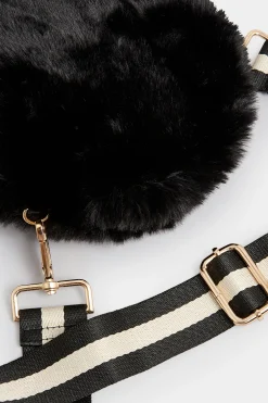 Yours Yours Black Tape Strap Circle Bag