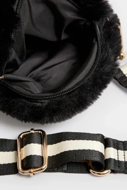 Yours Yours Black Tape Strap Circle Bag