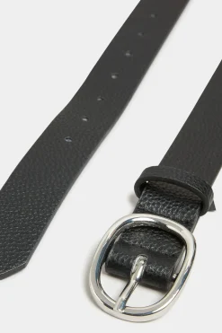 Yours Yours Black Textured Oval Buckle Belt