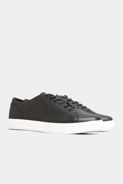 Yours Yours Black Vegan Leather Basic Trainers In Extra Wide Eee Fit