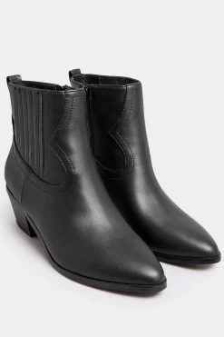 Yours Yours Black Western Pu Ankle Boot In Wide E Fit & Extra Wide Eee Fit