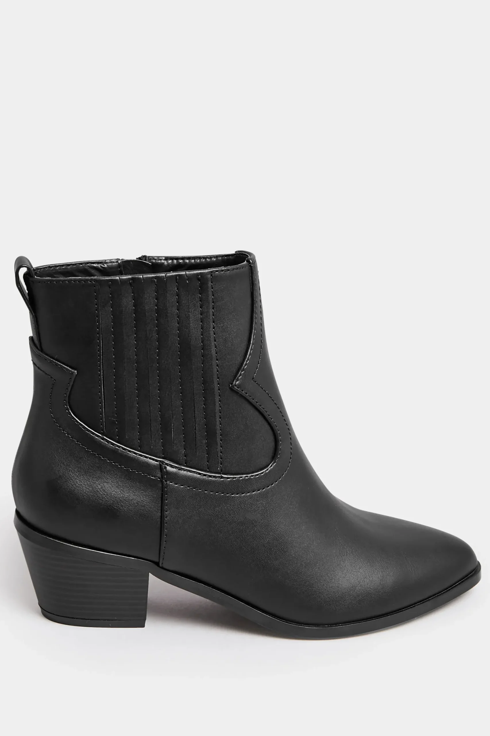 Yours Yours Black Western Pu Ankle Boot In Wide E Fit & Extra Wide Eee Fit