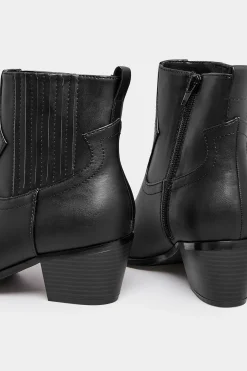 Yours Yours Black Western Pu Ankle Boot In Wide E Fit & Extra Wide Eee Fit
