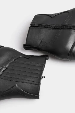 Yours Yours Black Western Pu Ankle Boot In Wide E Fit & Extra Wide Eee Fit