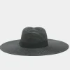 Yours Yours Black Wide Brim Straw Fedora Hat