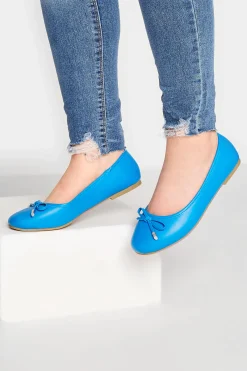 Yours Yours Blue Ballerina Pumps In Wide E Fit & Extra Wide Eee Fit