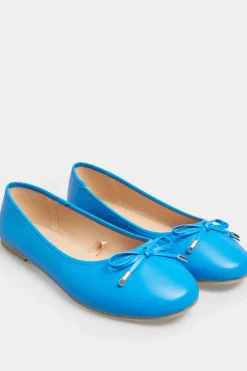 Yours Yours Blue Ballerina Pumps In Wide E Fit & Extra Wide Eee Fit