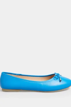 Yours Yours Blue Ballerina Pumps In Wide E Fit & Extra Wide Eee Fit