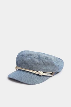 Yours Yours Blue Denim Rope Baker Boy Hat