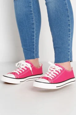 Yours Yours Bright Pink Canvas Low Trainers In Wide E Fit