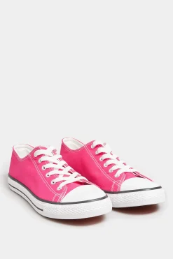 Yours Yours Bright Pink Canvas Low Trainers In Wide E Fit
