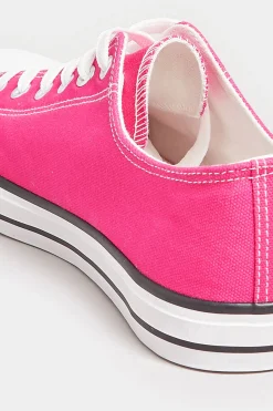 Yours Yours Bright Pink Canvas Low Trainers In Wide E Fit