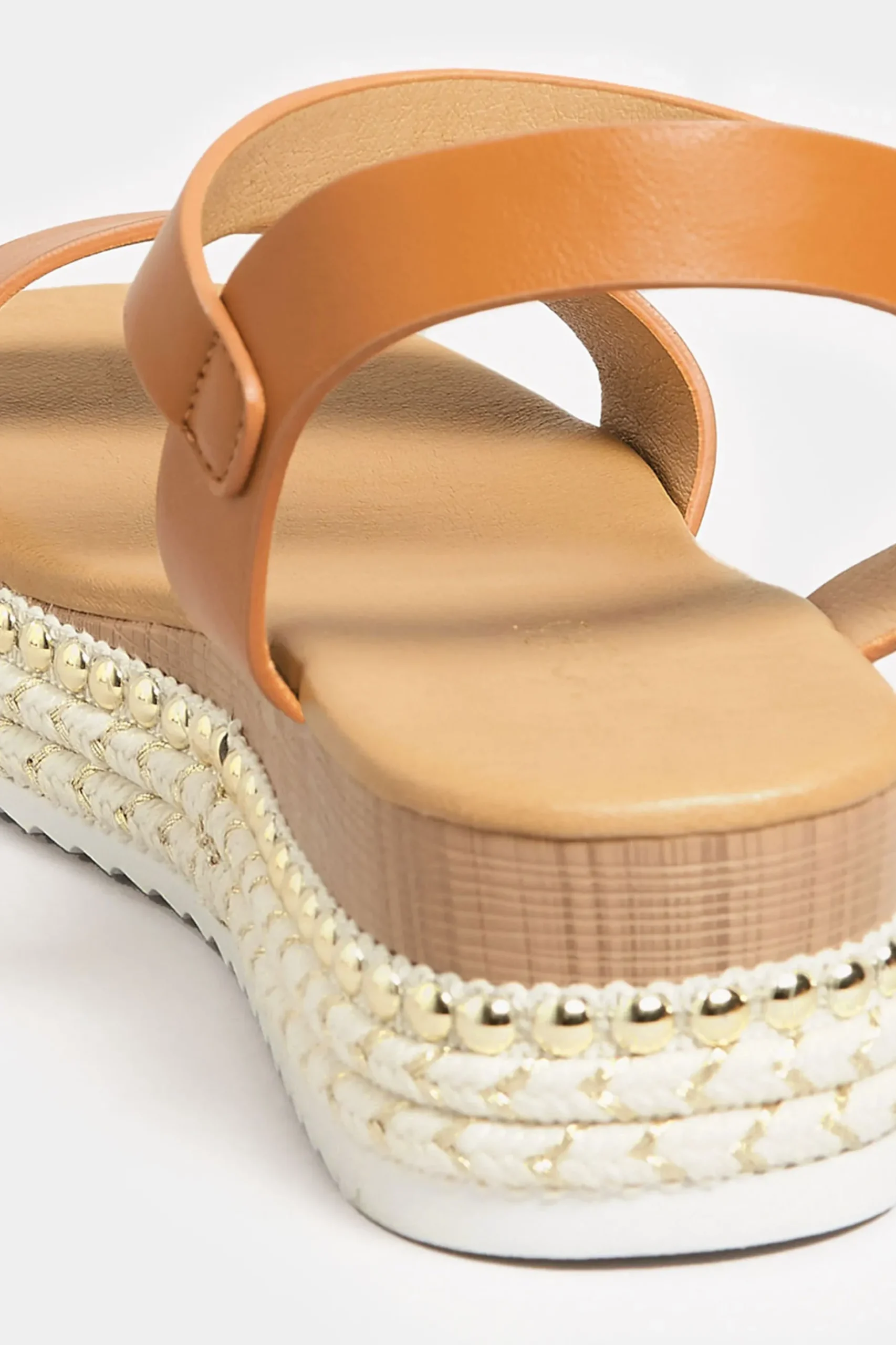 Yours Yours Brown Buckle Platform Espadrille Wedge Heels In Extra Wide Eee Fit