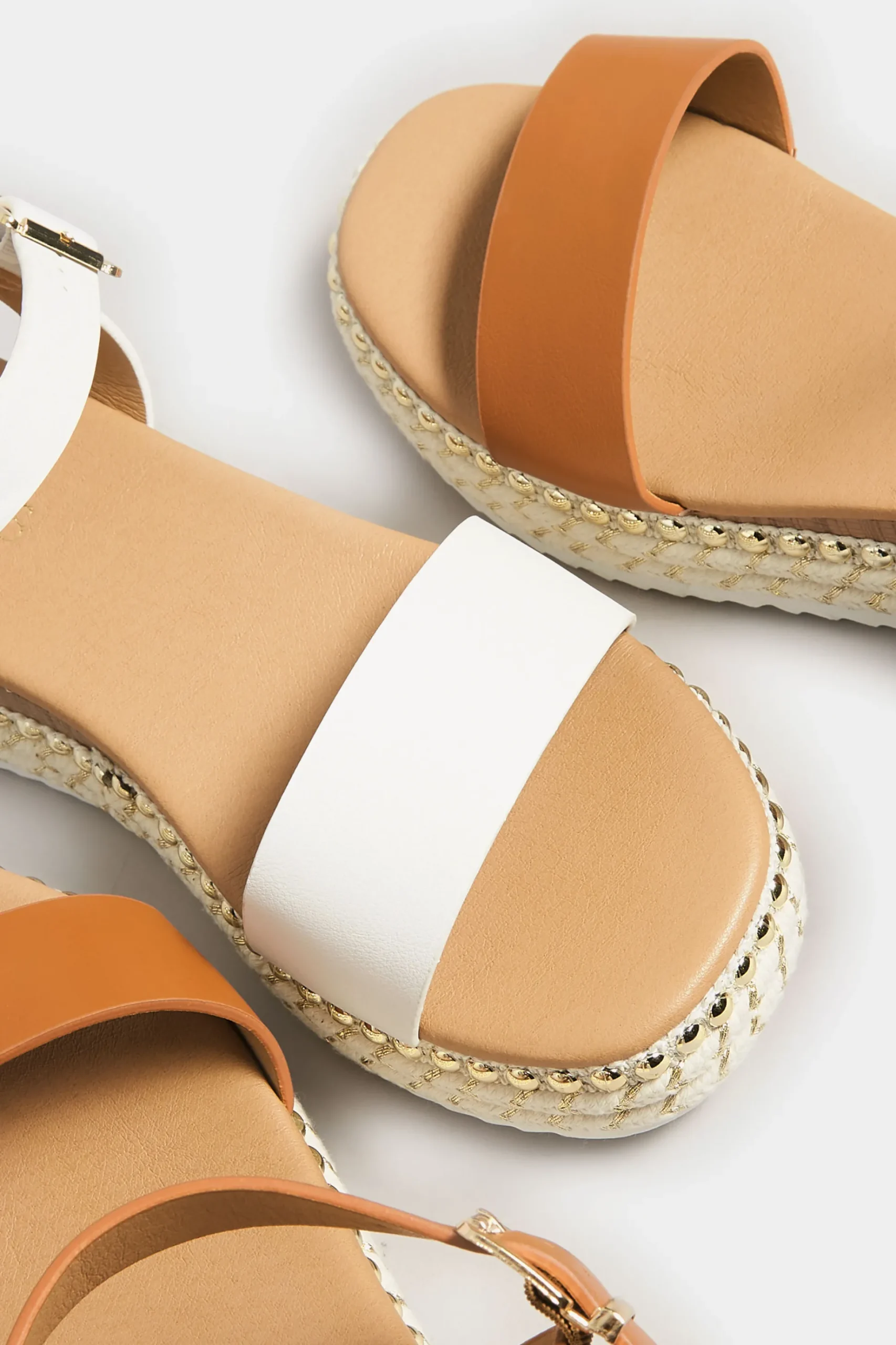 Yours Yours Brown Buckle Platform Espadrille Wedge Heels In Extra Wide Eee Fit