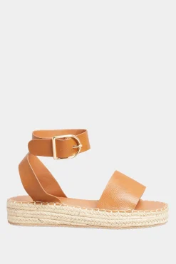 Yours Yours Brown Flatform Espadrilles In Wide E Fit & Extra Wide Eee Fit