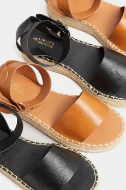 Yours Yours Brown Flatform Espadrilles In Wide E Fit & Extra Wide Eee Fit
