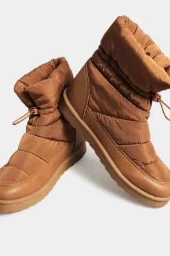 Yours Yours Brown Padded Snow Boots In Extra Wide Eee Fit