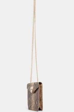 Yours Yours Brown Snake Print Heart Padlock Bag