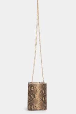 Yours Yours Brown Snake Print Heart Padlock Bag
