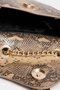 Yours Yours Brown Snake Print Heart Padlock Bag