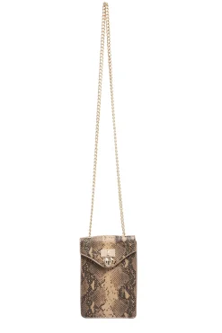 Yours Yours Brown Snake Print Heart Padlock Bag
