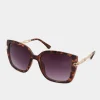 Yours Yours Brown Tortoiseshell Oversized Chain Arm Sunglasses
