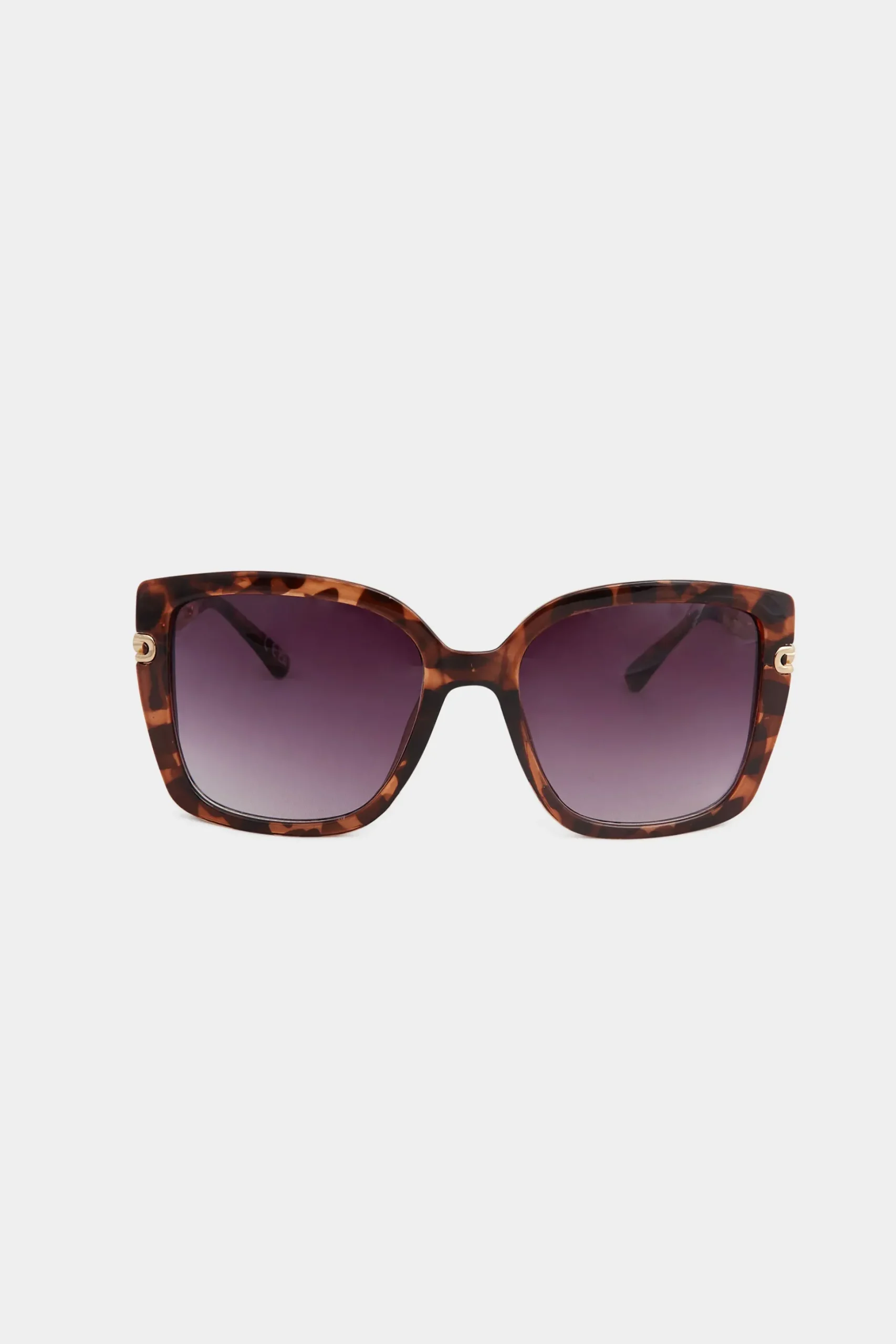 Yours Yours Brown Tortoiseshell Oversized Chain Arm Sunglasses