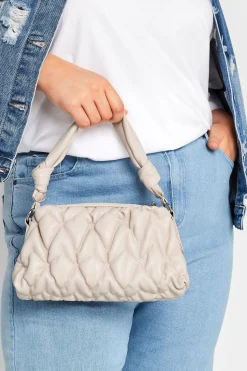 Yours Yours Cream Quilted Knot Strap Bag