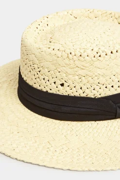 Yours Yours Cream Straw Boater Hat