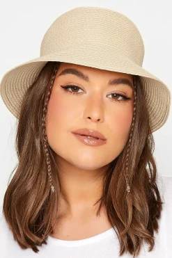 Yours Yours Cream Straw Bucket Hat