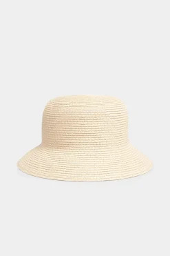 Yours Yours Cream Straw Bucket Hat