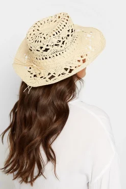 Yours Yours Cream Straw Cut Out Cowboy Hat