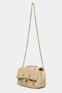 Yours Yours Cream Studded Quilted Chain Bag